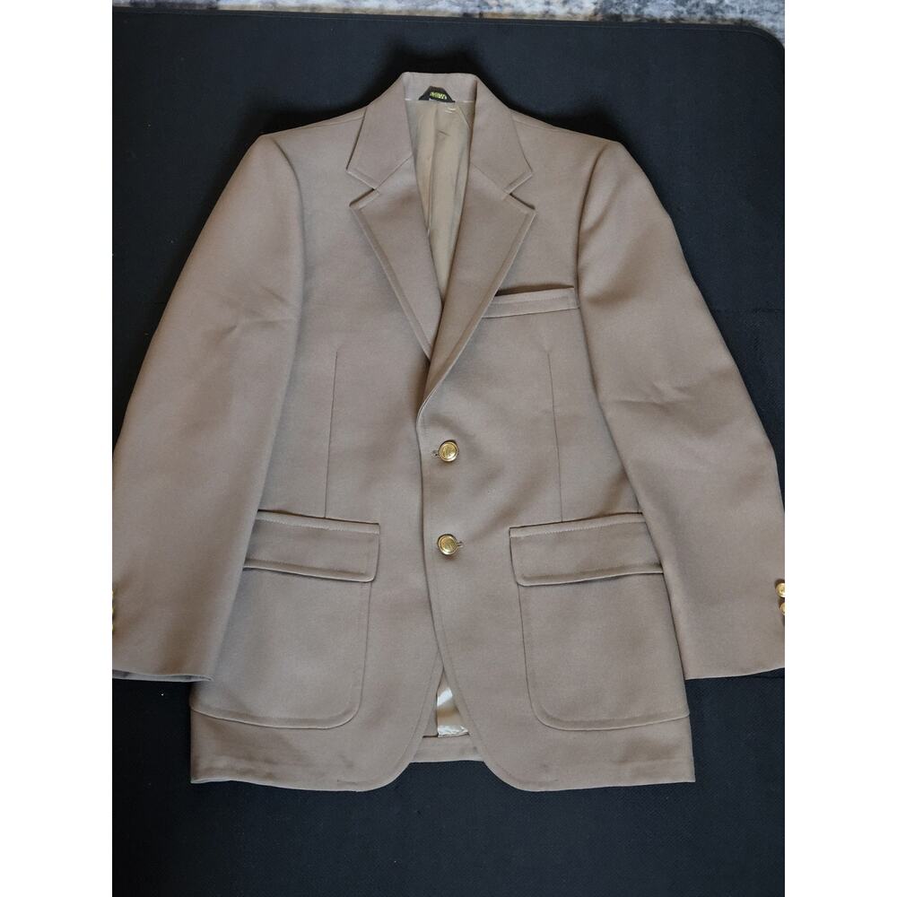 Vintage Clipper Craft ZCMI Mens 2 Button Tan Blazer Suit Coat Sport Jacket Reg39
